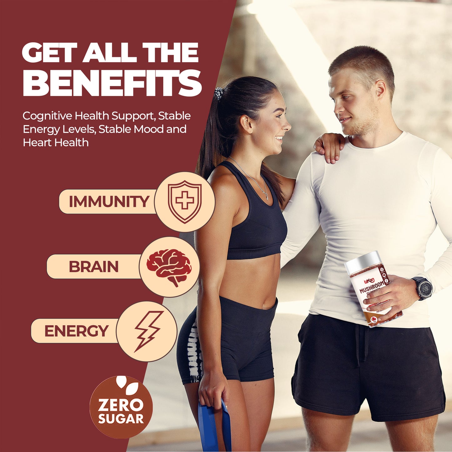 Mushroom Complex Gummies 3000mg - 60 Count Raspberry Flavored - IZKAN NUTRITION®