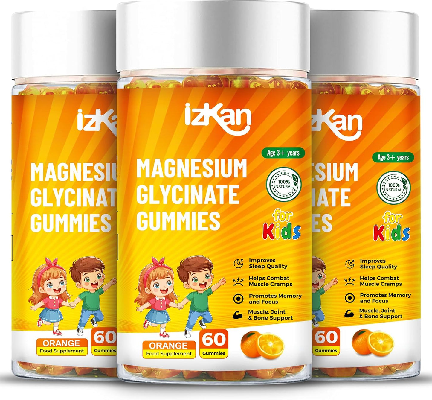 Magnesium Glycinate Gummies for Kids 100mg, Orange Flavor - IZKAN NUTRITION®