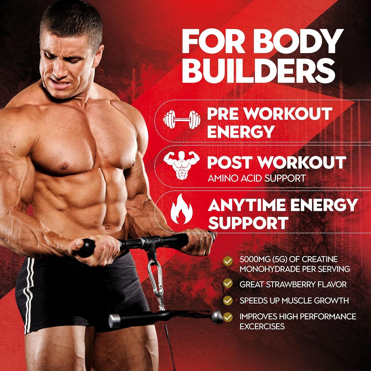 izkan Creatine Monohydrate Gummies, 5000mg (5G) per serving, 120 Sugar-Free, Halal, Vegan Strawberry Flavor - IZKAN NUTRITION®