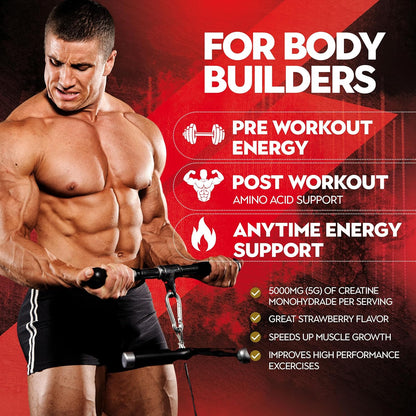 izkan Creatine Monohydrate Gummies, 5000mg (5G) per serving, 120 Sugar-Free, Halal, Vegan Strawberry Flavor - IZKAN NUTRITION®