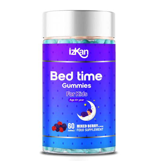 Bed Time Gummies for Kids with Magnesium Lemon Balm Chamomile Extract Glycine Chewable Sleep Supplement |Restful Sleep| | Calm Mood |Berries Flavour| (60 Gummies, Mixed Berry) - IZKAN NUTRITION®