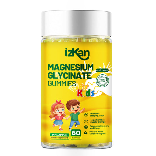 Magnesium Glycinate Gummies 100mg for Kids, Calm Magnesium Gummies for Sleep, Stress & Muscle Relief - IZKAN NUTRITION®