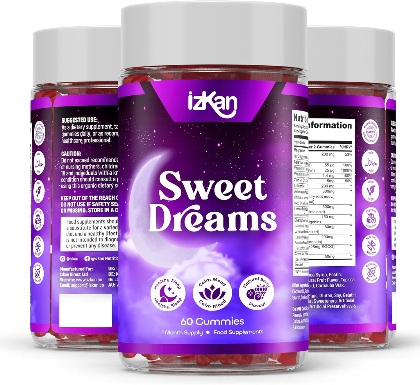Sweet Dreams Gummies for Adults with Magnesium, Lavender, Chamomile, L-Theanine & Ashwagandha Sleep Supplement Relaxation & Night-Time Support